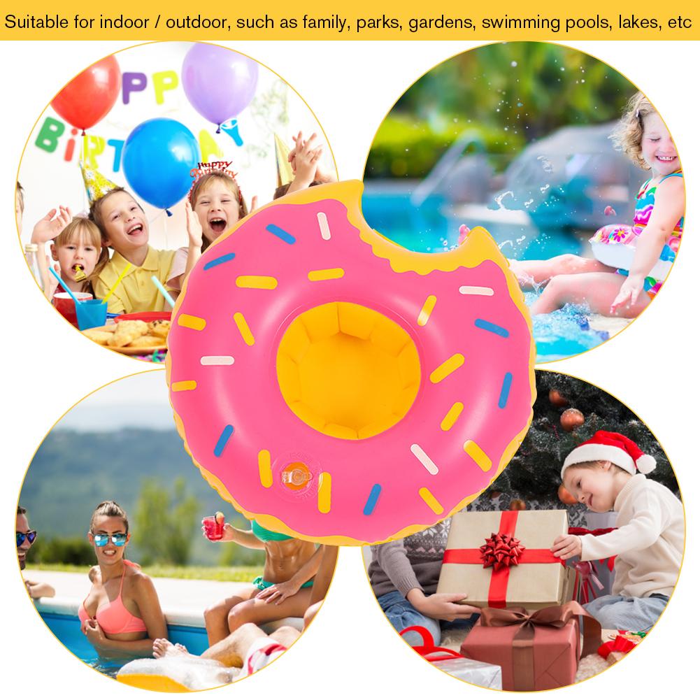 Cartoon Donuts Cup Cushion Multicolor Water Inflatable Coasters Portable Inflatable Circle Coasters Swimming Pool Party Decor