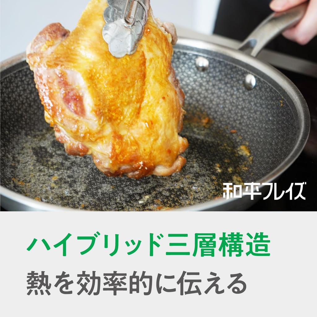 Wahei Freiz hybrid stainless steel frying and oven delicious with glass AMB-3713 Professional-grade, hassle-free triple-layer pan, 20cm, induction,