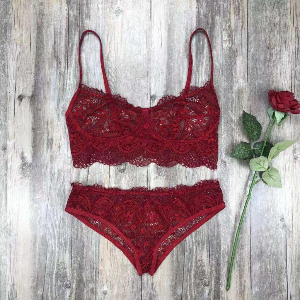 European and American Lace Camisole Bra and Triangle Panty Set - Sexy Temptation Lingerie