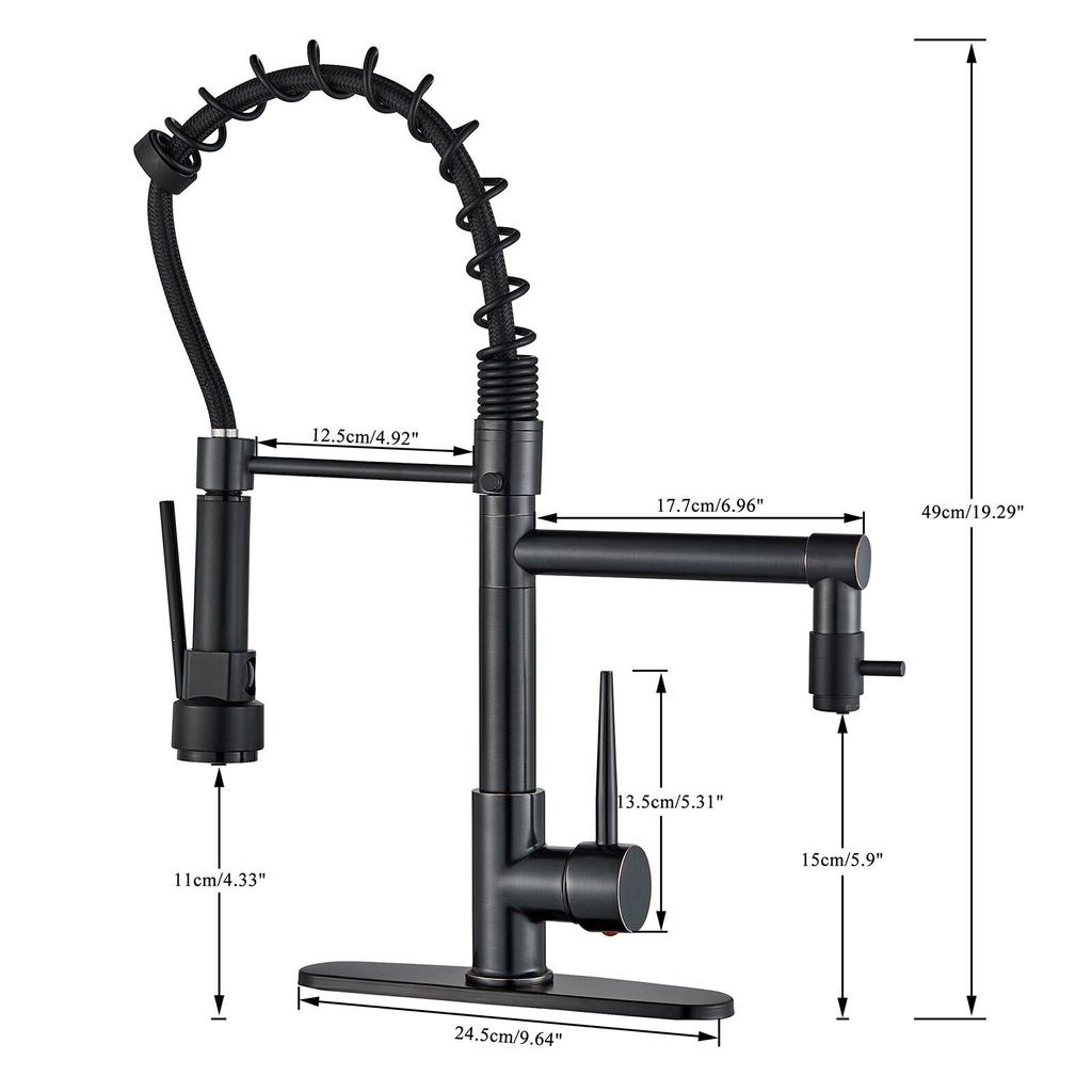 Pull-Down Commercial Kitchen Sink Faucet Mixer Tap With Sprayer Single Handle Single Hole