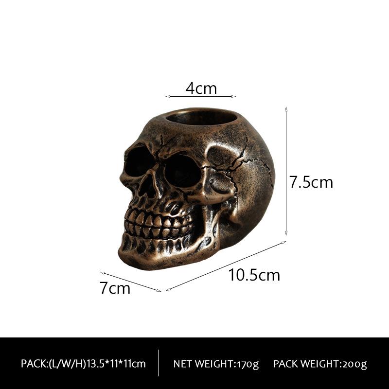 

Skull Candle Holder Ornament Atmosphere Decoration Script Killing Props Halloween Home Resin Crafts Retro Gold