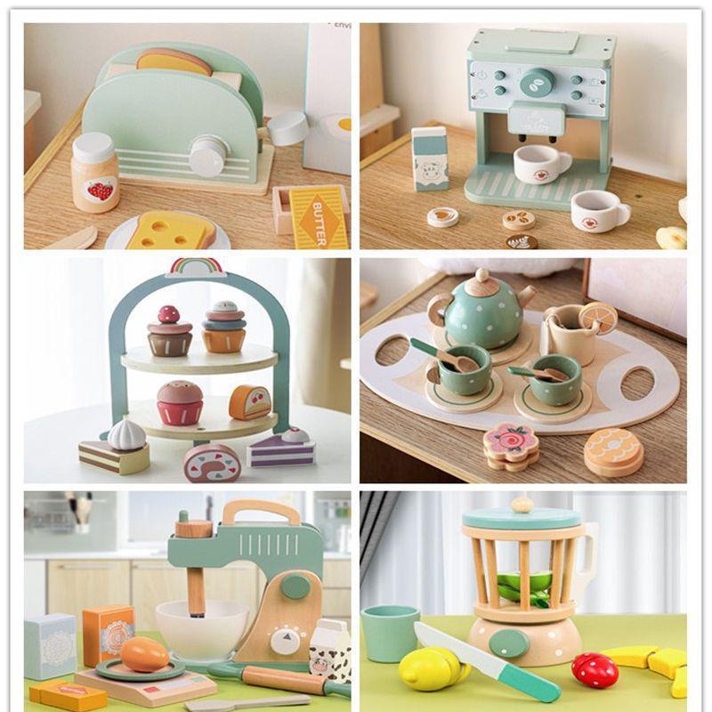 Kids' Wooden Tea & Dessert Role Play Set for Early Education