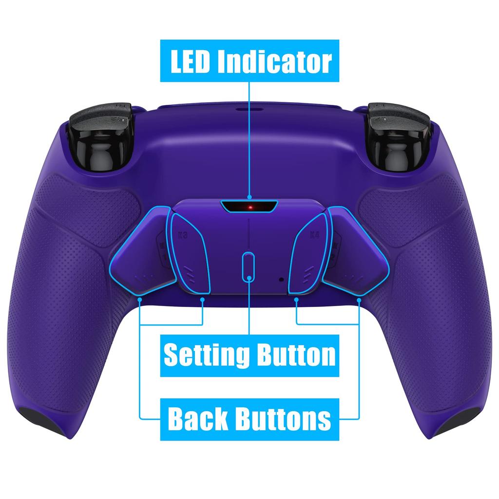 eXtremeRate Solid Color Plastic RISE4 Remap Kit with Programmable Back Paddle Rubber Grip for Compatible with PS5 Controller Compatible with PS5