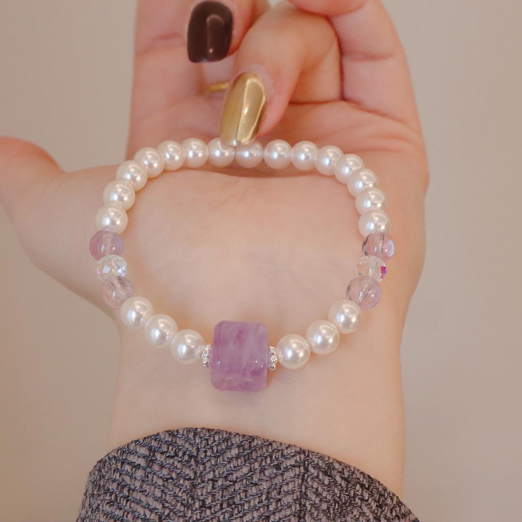 Temperament Jewelry, Natural Amethyst Bracelet, Strawberry Crystal Light Luxury Bangles Women Fashion Jewelry Accessories Gift