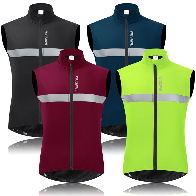 WOSAWE Winter Warm Sleeveless Jacket Men's Autumn Cycling Vest Windproof Windbreaker Warm up MTB Bike Vest Cycling Clothes