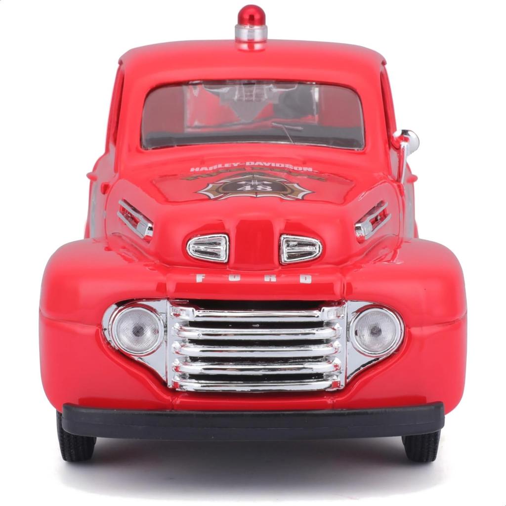 Maisto 1/24 scale diecast model of a Harley-Davidson and Ford 1948 F-1 Pickup, and a 1936 EL Knucklehead motorcycle.