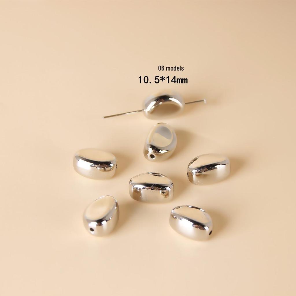 10 Irregular White Acrylic Silver Spacer Beads for DIY Jewelry and Earrings