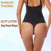 Plus Size High-Waisted Shaping Thong with Double Layer Tummy Control, Butt Lift, and Non-Slip Silicone Waistband