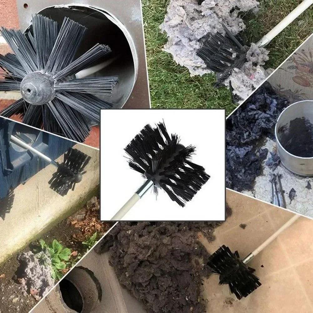 200mm Chimney Brush Rotary Dryer Vent Cleaning Brush Bristle Head  Rod For Chimney Dryer Pipe Fireplace Inner Wall Cleaning Tool