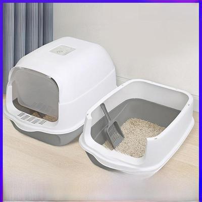 Large Enclosed Cat Litter Box with Detachable Elevated Design and Splash-Proof Flip-Top