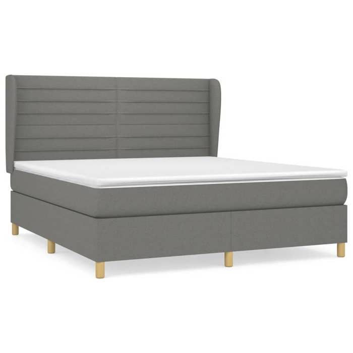 3128614 vidaXL Divan Bed with Mattress Dark Grey 160x200cm Fabric