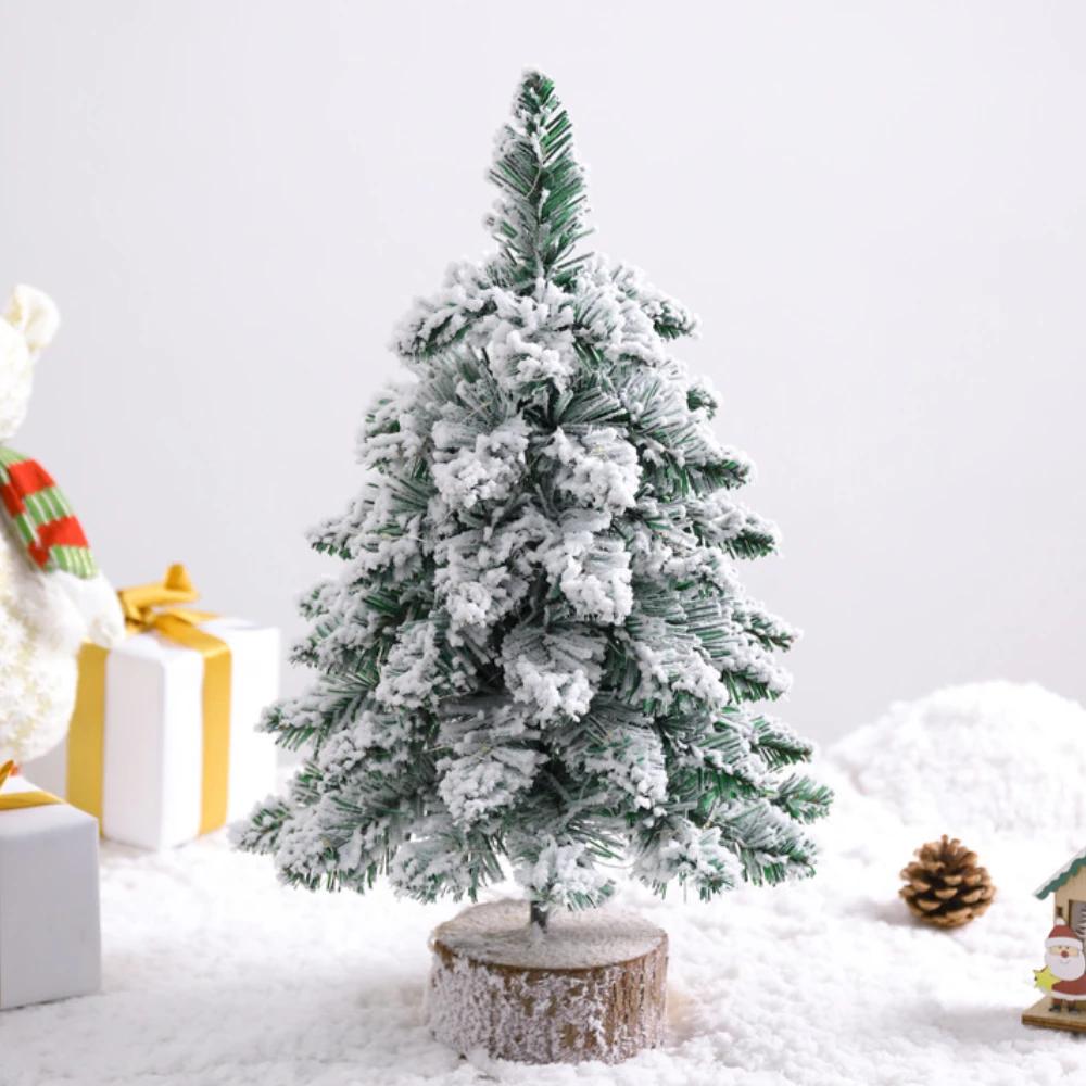 Для 48/60/75 см Предварительно освещенная Искусственная Мини Рождественская Елка Искусственная Сосна Рождественская Елка со Светодиодными Огнями Настольная Рождественская Т Snow Tree
