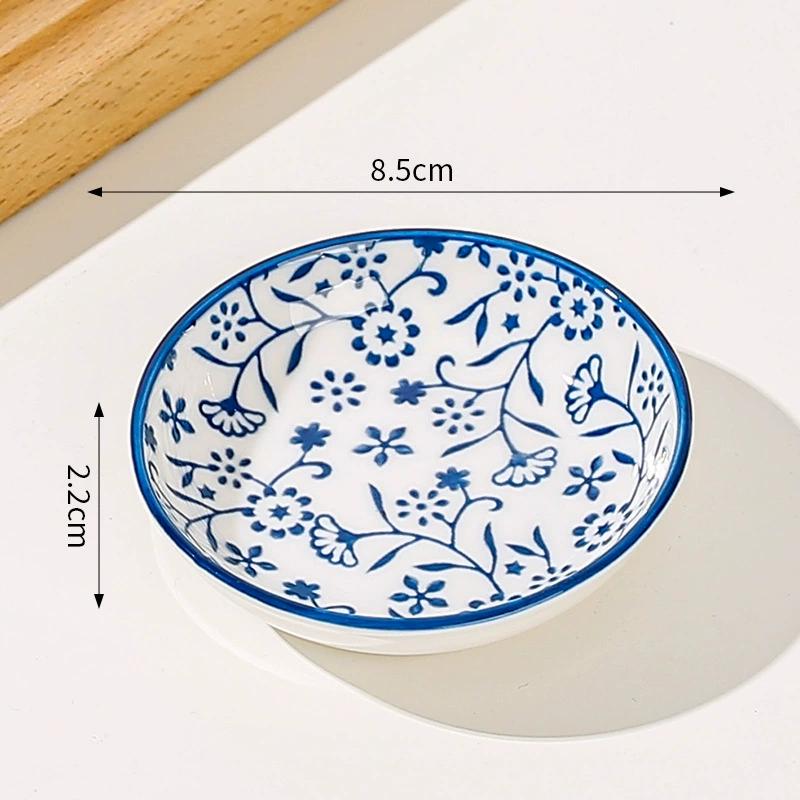 1/6pcs Japanese Style Mini Ceramic Plate Soy Sauce and Vinegar Dipping Plate Snack Plate Family Desktop Fruit Dessert Plate
