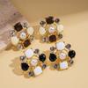 European and American Imitation Pearl with Diamond, Drip Oil, Hollow Flower Silver Needle, Personalized Retro Earrings