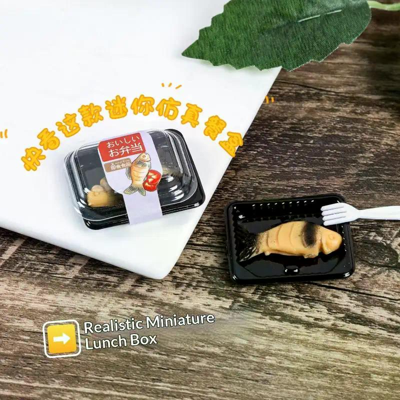 1 Pcs Simulation Miniature Food Toy Realistic Cooked Bento Box Dollhouse Decor For Doll House Kitchen Prop
