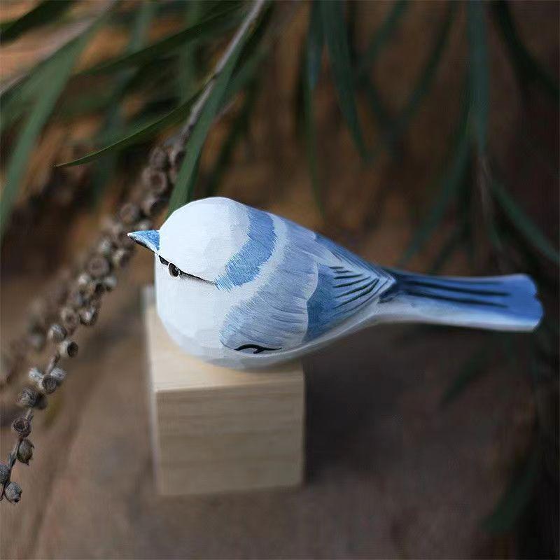 Hand-Carved Wooden Bird Ornament: Cute, Simple Healing Gift