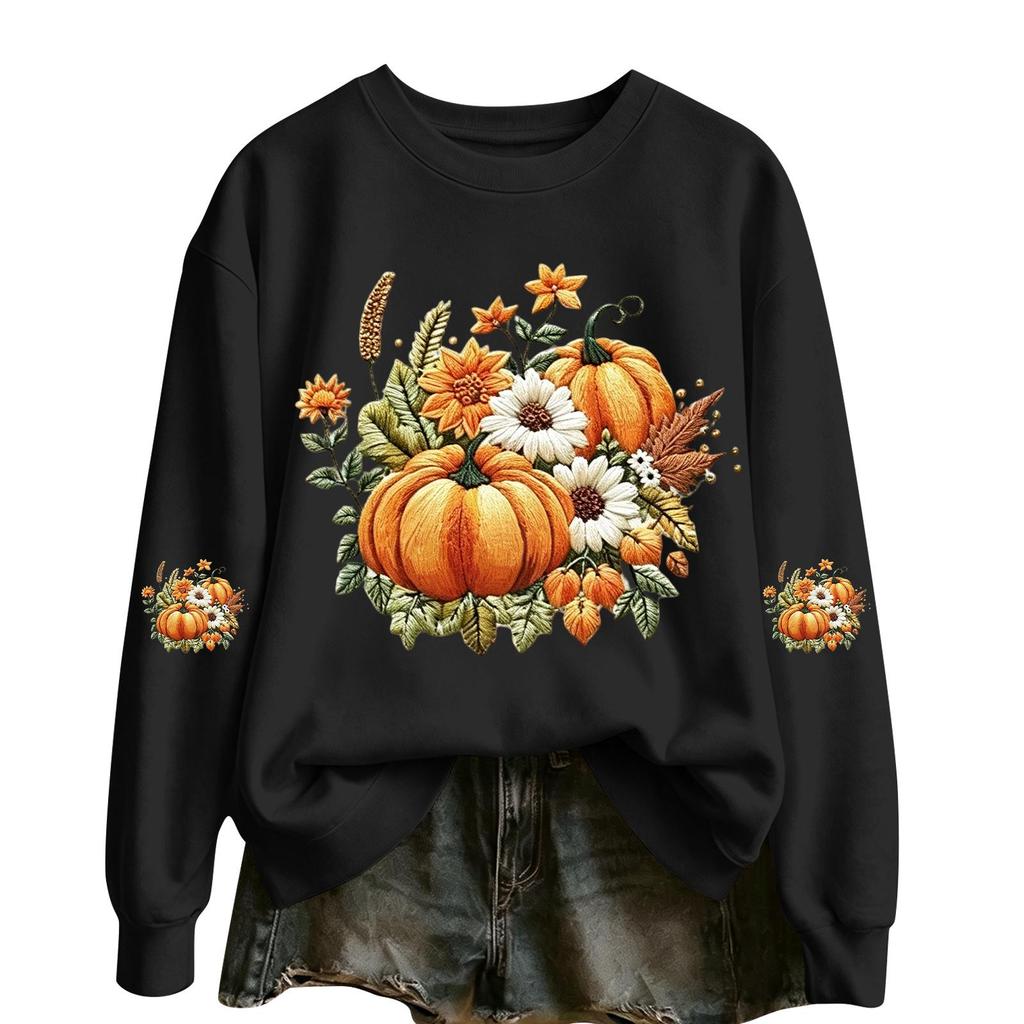 Women's Casual Long Sleeve Halloween Print Neck Top