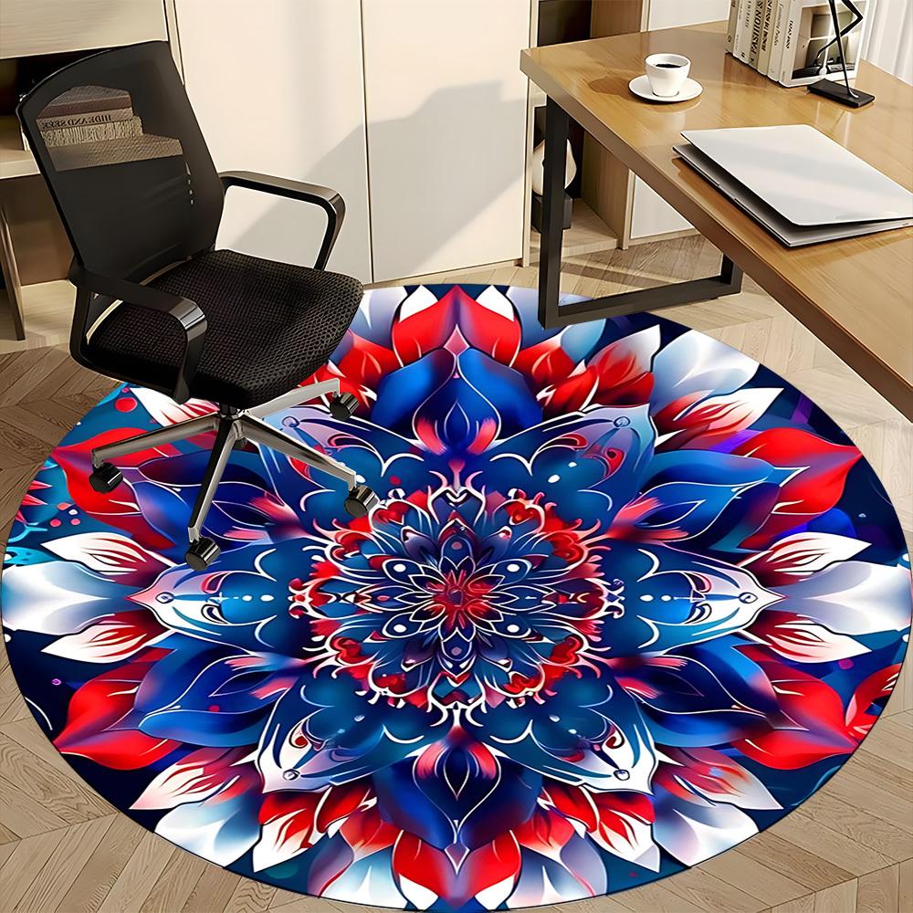 1pc Floral Mandala Design Carpet, Round Non Slip Durable Large Size Office Carpet, Suitable for Office