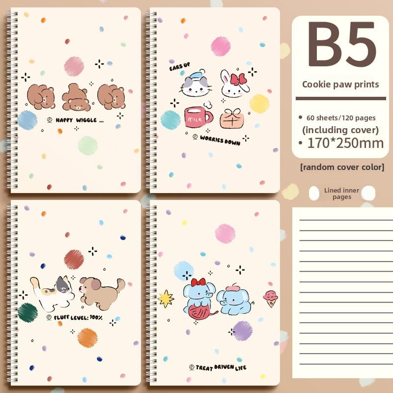 Coil Thickened Paper Hard Shell Cover Student Horizontal Line Cute Animal Notebook Notepad