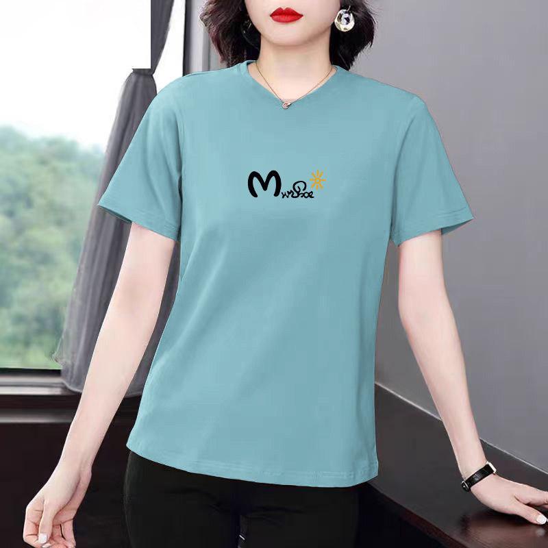 

2026 Women s Trendy Loose-Fit Round Neck Half-Sleeve T-shirt 4XL