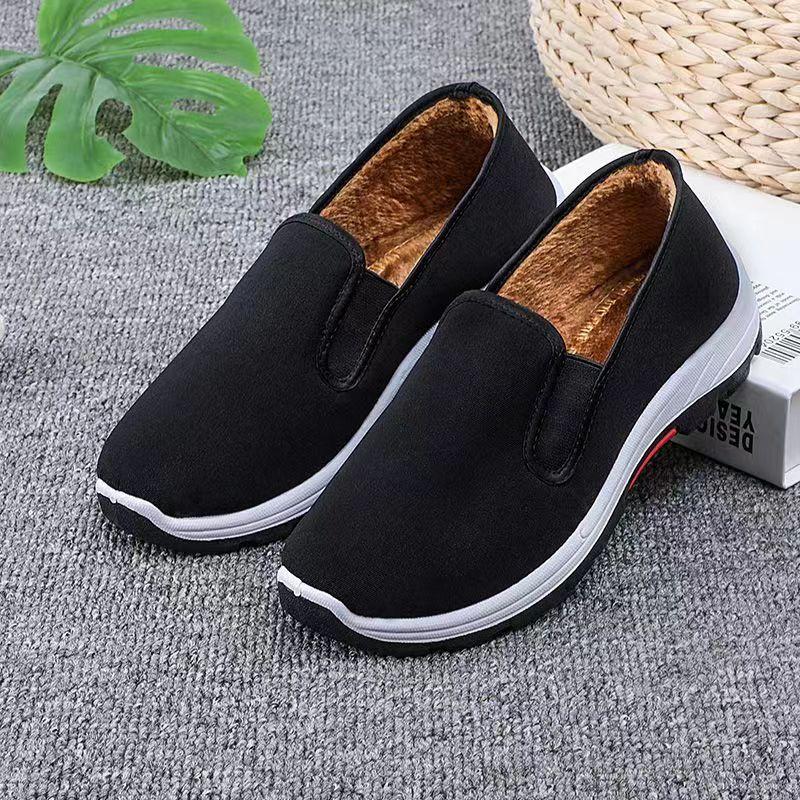 Cloth Shoes Men's Velvet Thickened One-pedal Black Work Shoes Guochao Comfortable Versatile Cotton Shoes Old Beijing Cloth Shoes