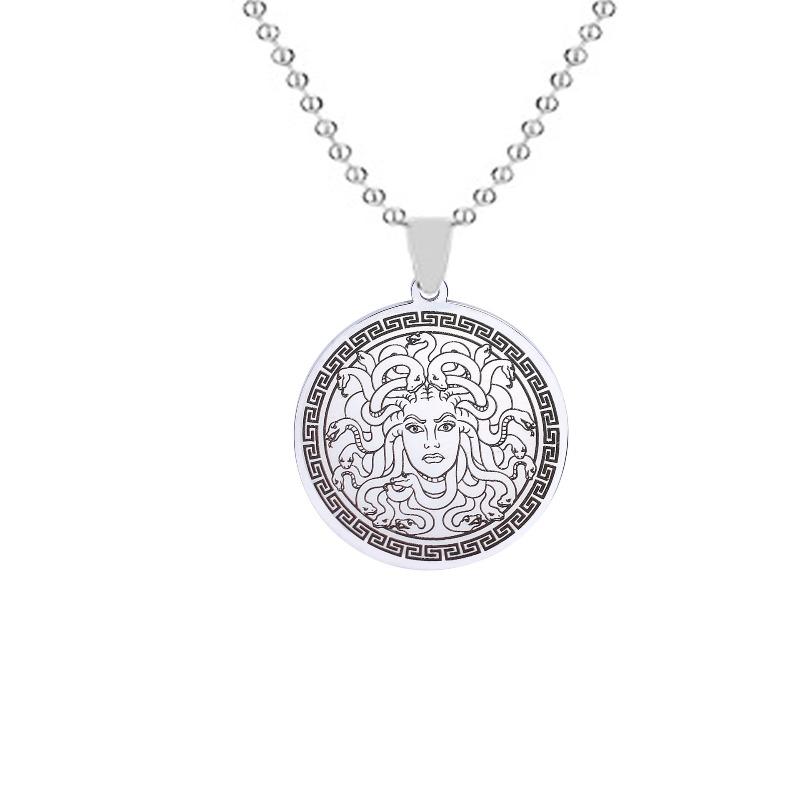Men s ancient greek myth medusa snake woman stainless steel pendant necklace