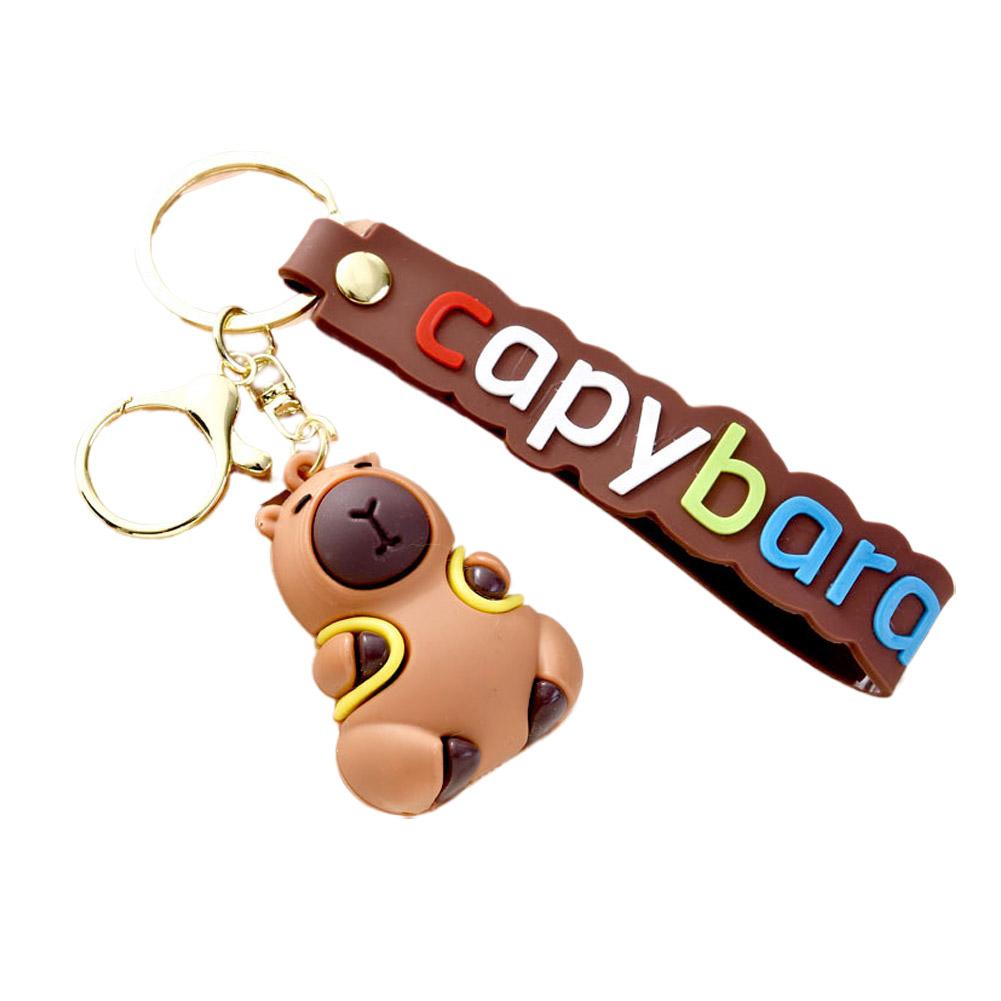 Capybara PVC Pendant Simulation Capybara PVC Keychain Cute With Turtle Anime Keyrings Bag Pendant
