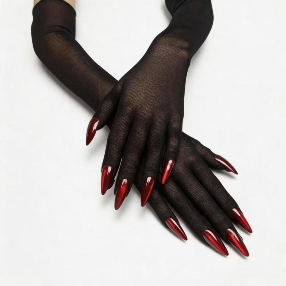 Breathable Halloween Dress Gloves Sheer Ultra-Thin Gloves Gift Cosplay Gloves Stage Wear