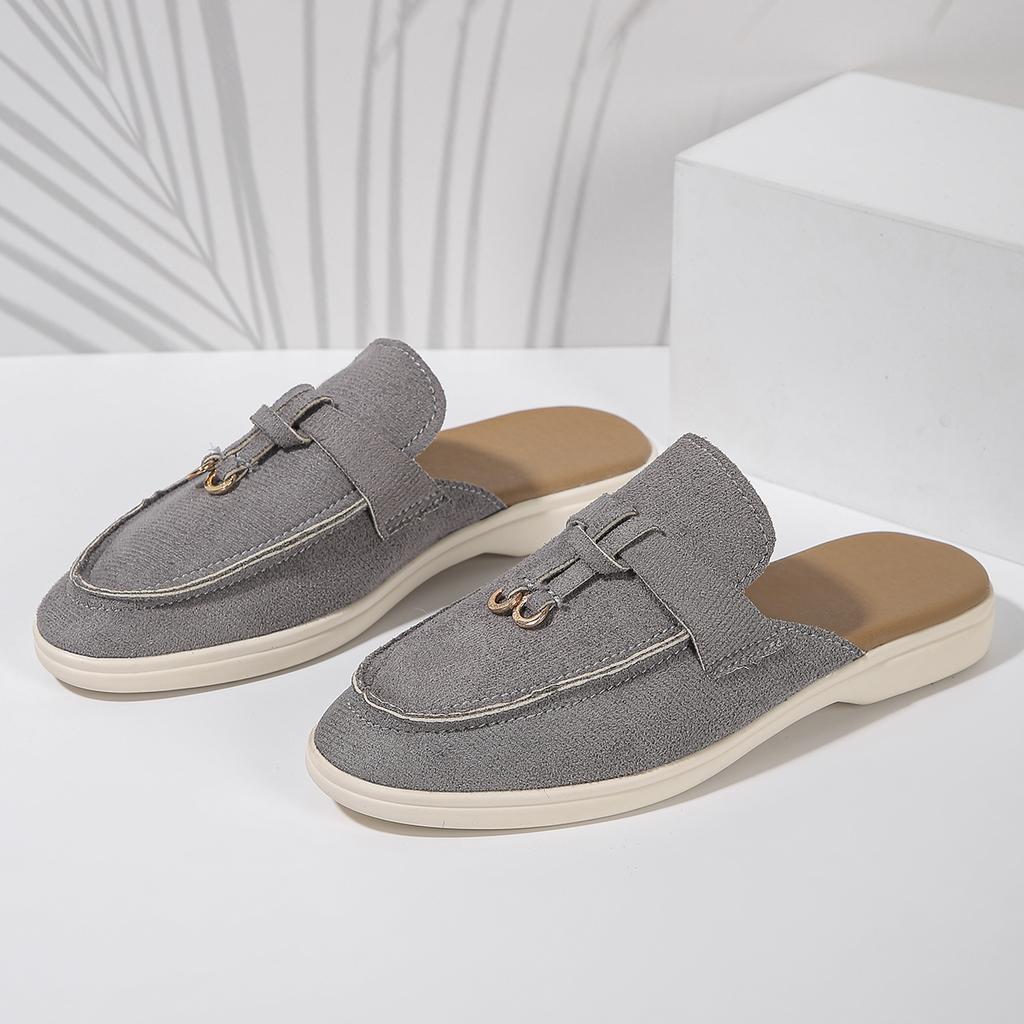 Casual Flat Bottom Mules Lock Tassel Loafers Fashion Women Single Shoes Brand Metal Buckle Slipper Comfortable Slip on Shoes