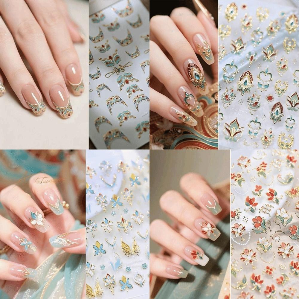 Imitation Gemstone 5D Nail Stickers Shiny Palace Nail Decals Nail Decorations DIY Manicure