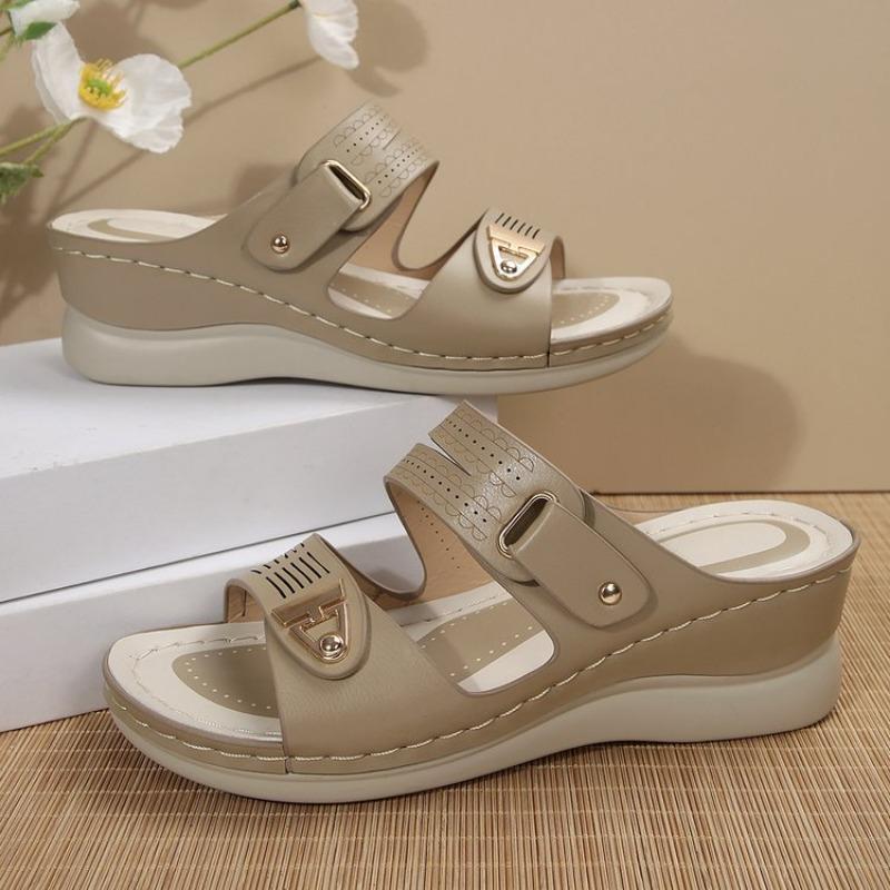 New Style of Oversized Shoes Wedge Heels Beach Sandals Hollowed-out Casual One-shoulder Slippers