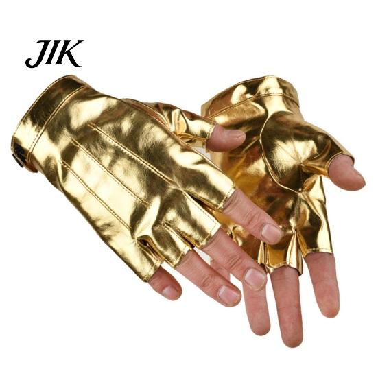 Cool Button Detail Gloves 1 Pair Punk Fingerless for Men Women, Faux Leather Goth Accessories Outfits Anti-slip Tactical Cycling Driving And