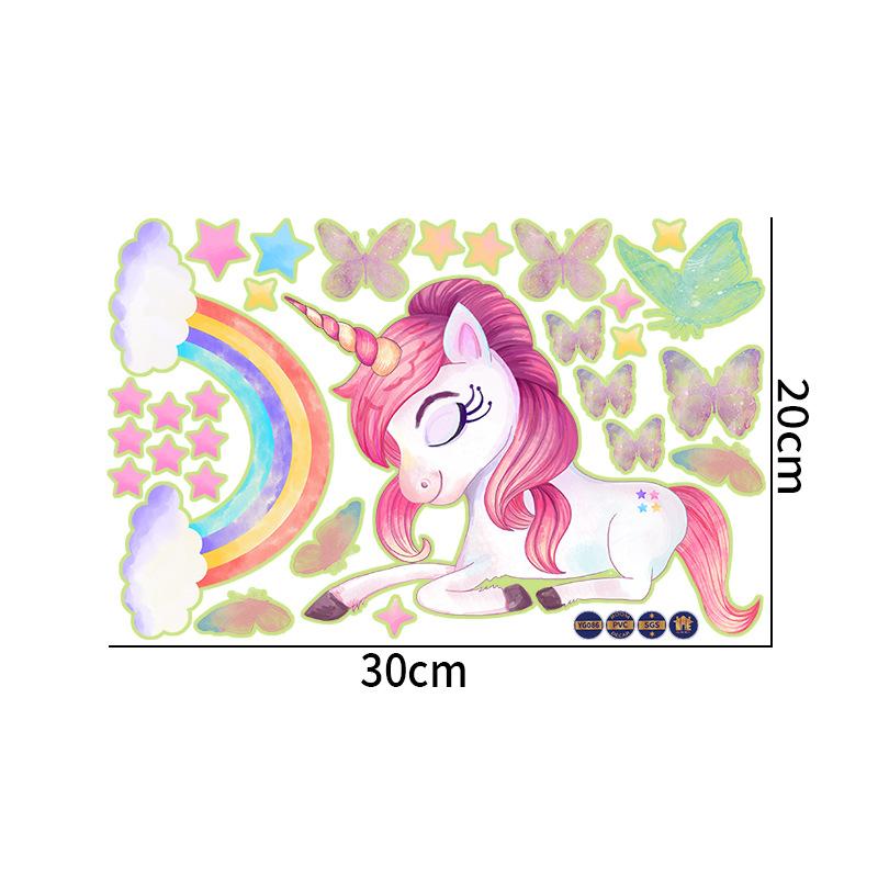 Cartoon Regenbogen Wolke Einhorn Leuchtende Wandaufkleber Niedliche Dekoration für Schlafzimmer Mädchen Geschenk Heimdeko Wohnzimmer Wandaufkleber