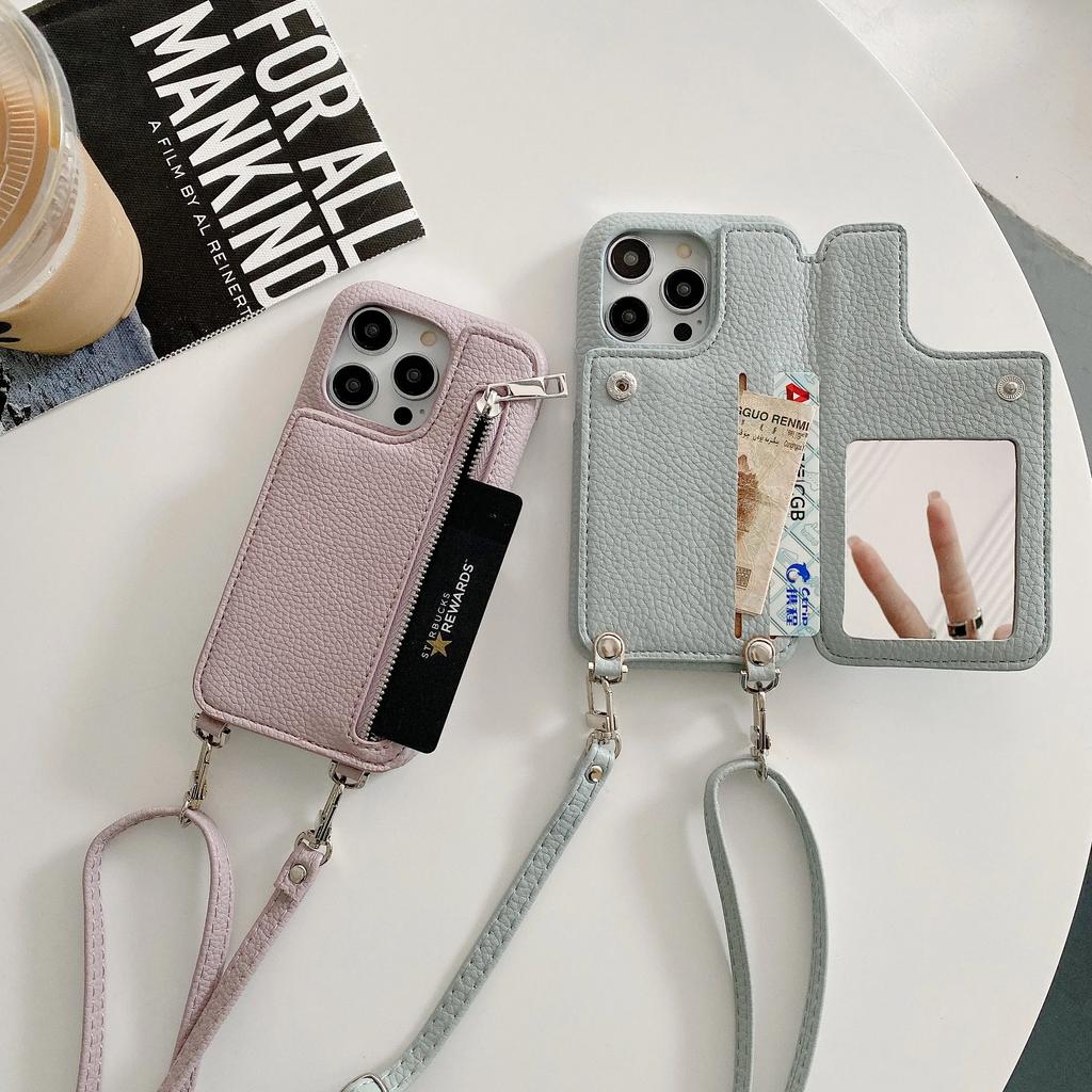 Crossbody Shoulder Strap Zipper Wallet Leather Case For iPhone 14 15 Pro Max 13 12 11 XS XR 8 7 Plus SE2025 Card Bag Purse Cover