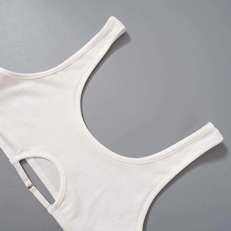 Letnie nowe, wycięte w kształcie litery U, super krótkie topy damskie, modne, bez rękawów, dopasowane, seksowne, damskie, swobodne, sportowe, do jogi, kamizelka, 25555