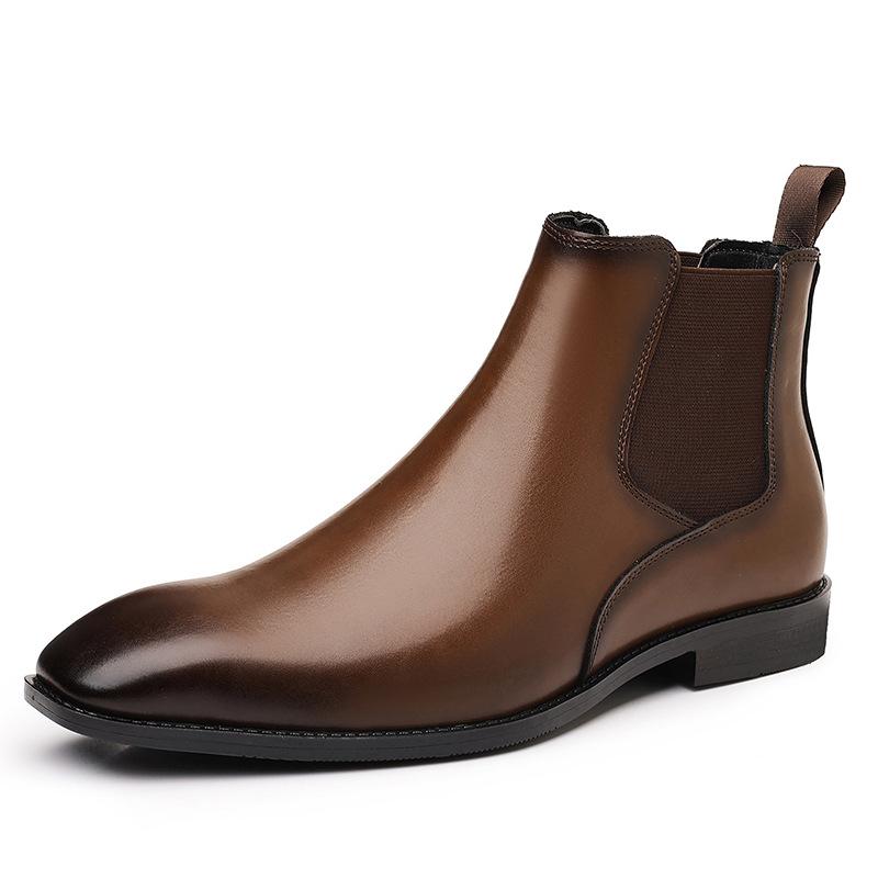New Winter Fashion Patent Leather Chelsea Ankle Boots For Men's Casual Brand Designe Pointed Toe Shoes Zapatos Hombre High Tops