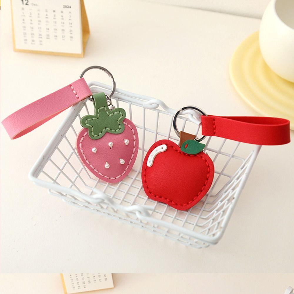 Cherry Leather Keychain Strawberry Bag Pendant Mini Fruit Pendant Car Accessory