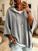 2026 Europe Autumn/Winter Women's Loose Hooded Knit Sweater with Drawstring
