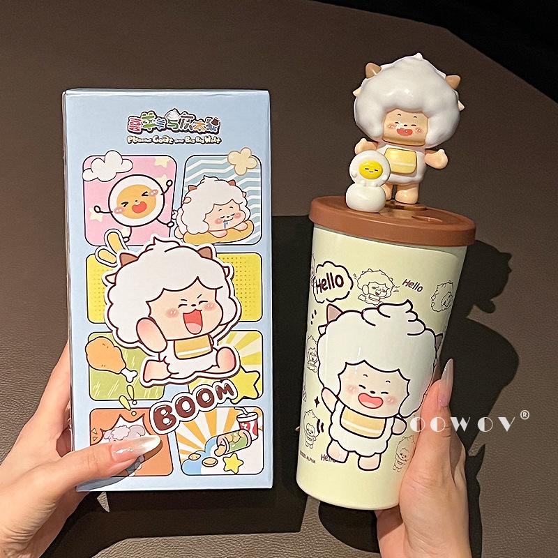 Lazy Sheep Stainless Steel Straw Thermos Cup, Special Water Cup for Students To Go To School, Girls 2025 New High-value Cup
