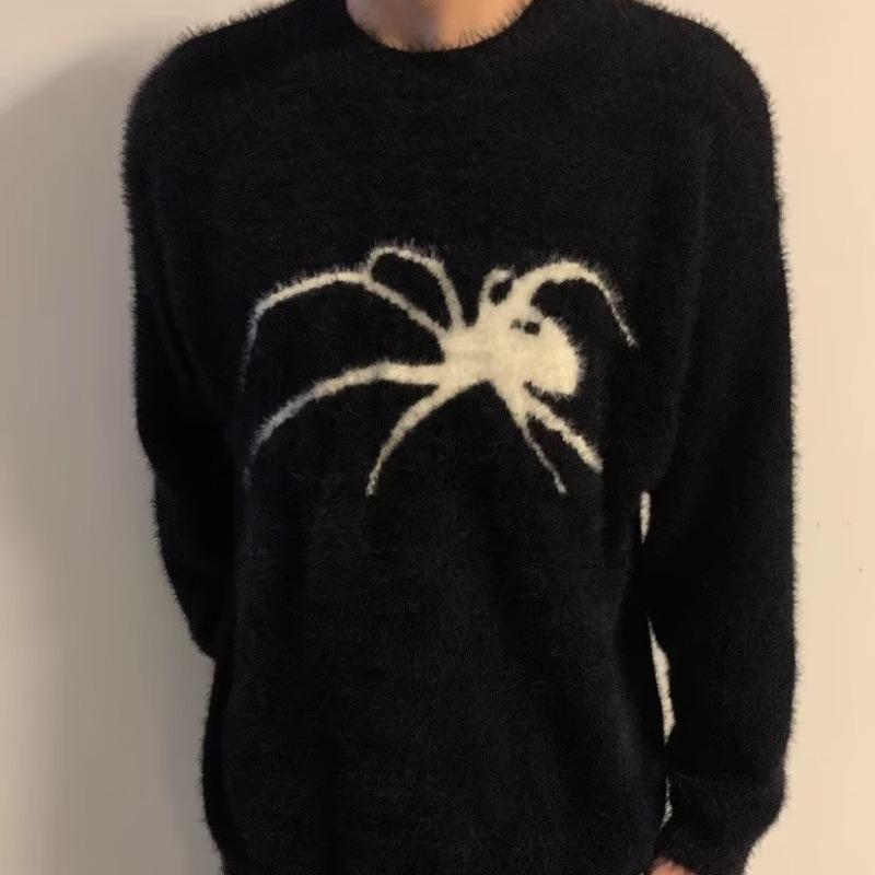 Unisex High-End Guochao Mink Velvet Spider Flocking Sweater: Loose, Niche Design Knitwear