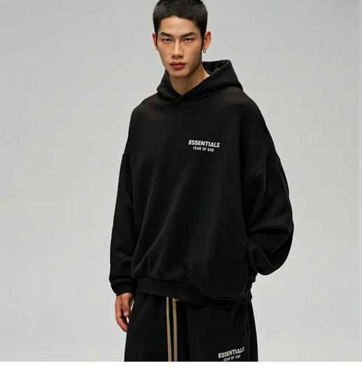 FOG Essentials HHH Unisex Fleecegefütterter Schwerer Kapuzenpullover - Amerikanischer Stil Herbst/Winter Freizeitkleidung