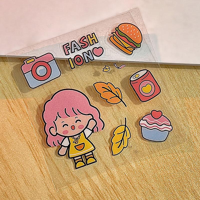100Pcs Scrapbook Phone Water Bottle Decals Toy Transparent Waterproof Cartoon Pvc Stickers Cute Pattern Notebook Decoration
