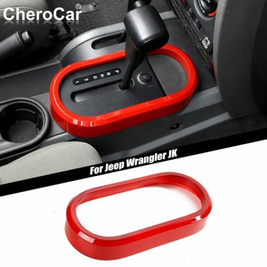 Red Center Console Gear Shift Panel Frame Trim Cover for 07-10 Jeep Wrangler JK