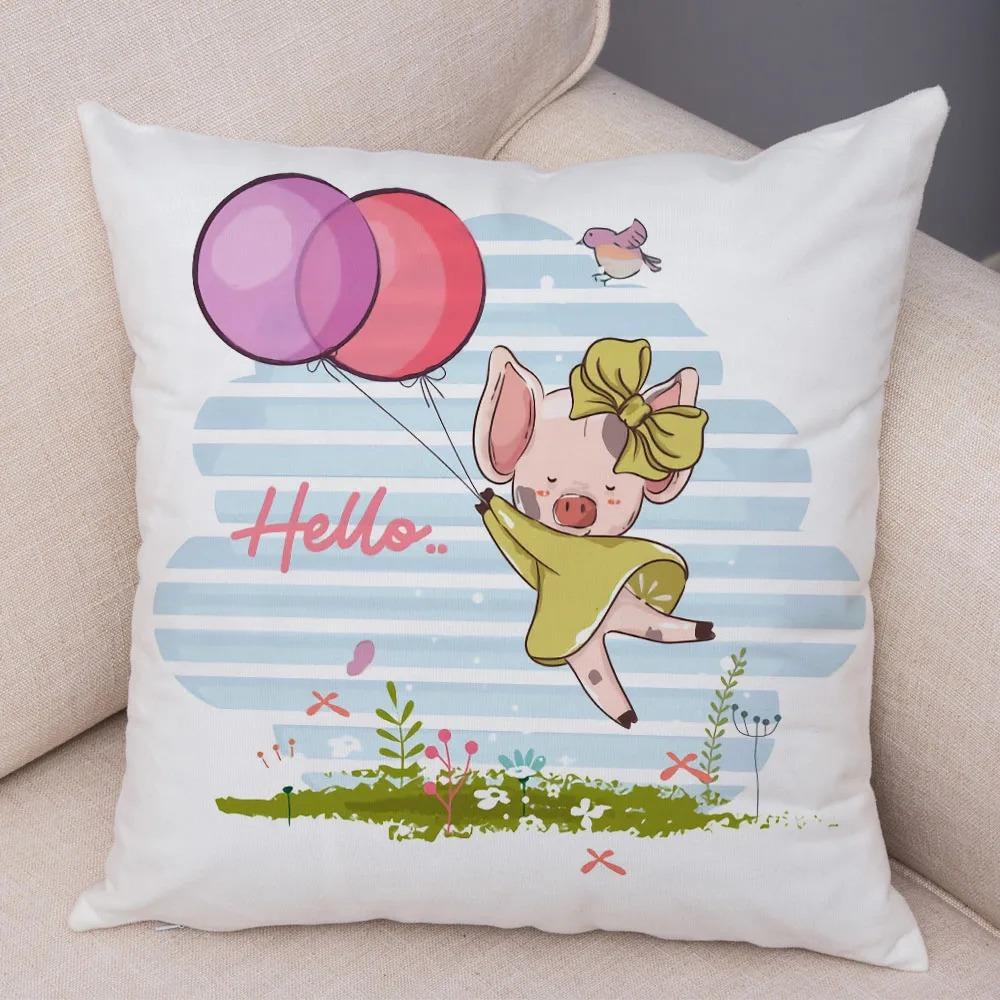 Büro Wohnzimmer Zuhause Kissenbezug Cartoon Haustier Schwein Kissenbezug Auto Ornamente