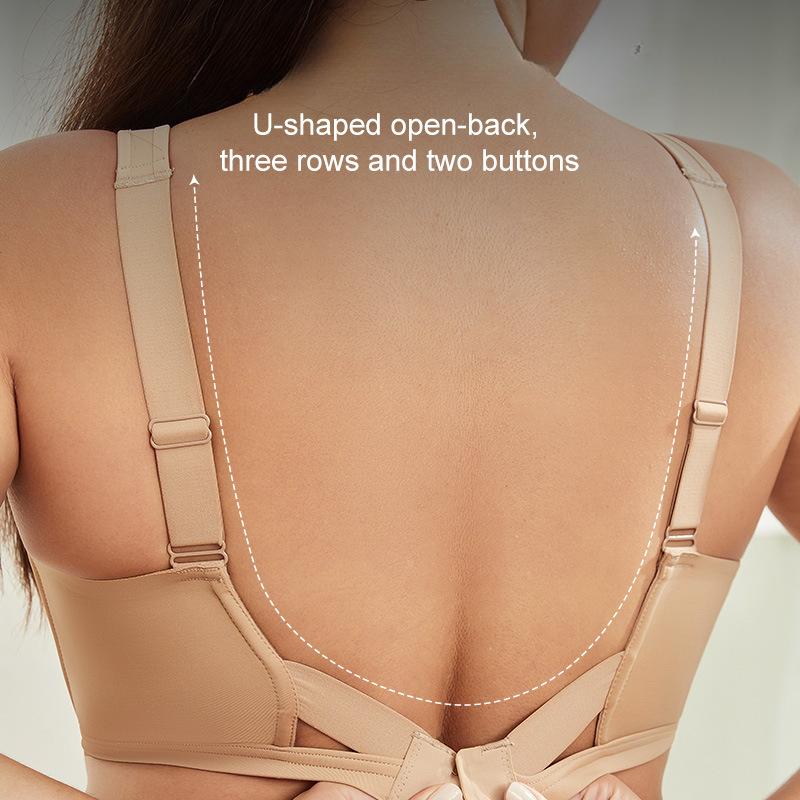 European and American Large Size Thin Hole Cup Underwear Smooth Beautiful Back Simple Wide Shoulder Strap Breathable Integrated Bra