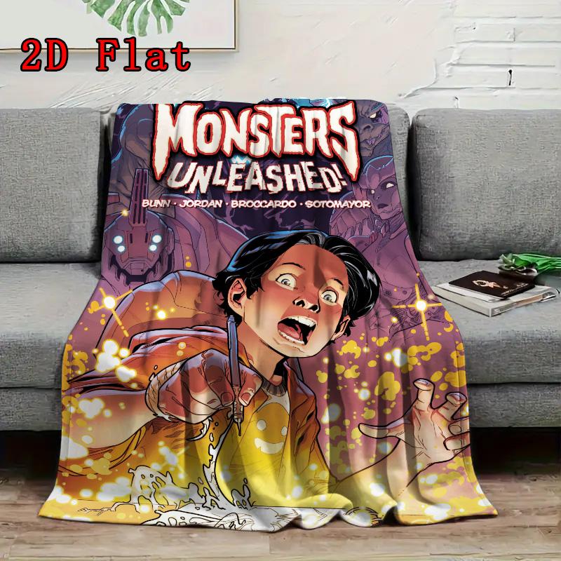 Monsters Unleashed 2D Flat Pattern Flannel Blanket High quality All Seasons Warmth and Comfort Perfect for Christmas Gifts.AMT261020122