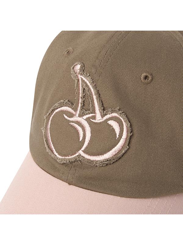 KIRSH Cherry Cut-Off Applique Ball Cap [Brown]