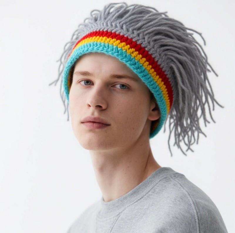 Handmade Quirky Headgear Dreadlock Knit Hat Hip-Hop Party Hat Trendy Personality Knit Wig Hat For Men And Women