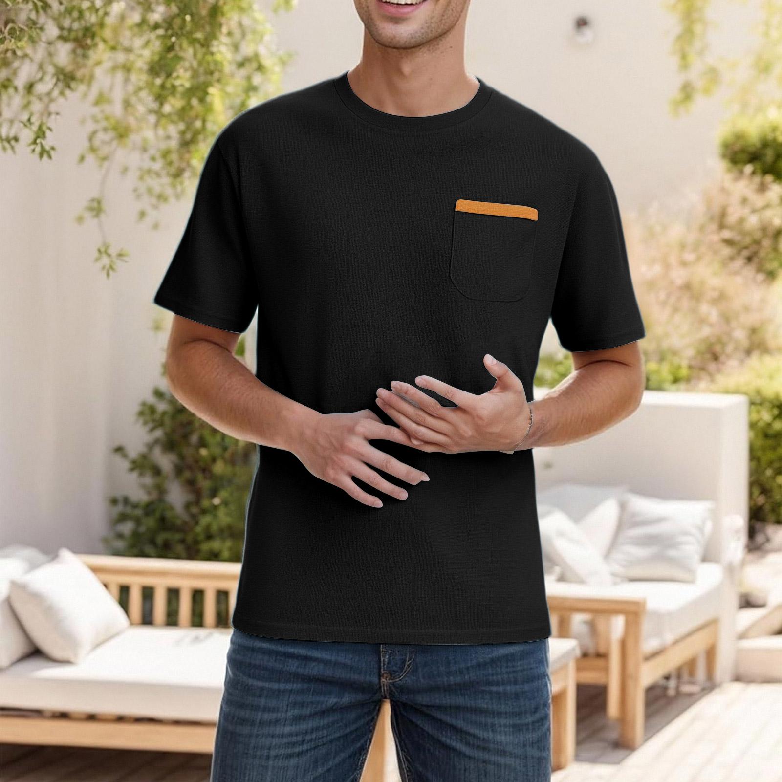 

Men S Fashionable T-Shirt, Street Casual Short Sleeved Clothing M чёрный