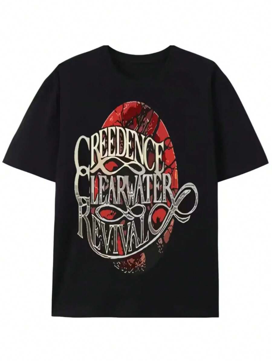 

Unisexs Vintage Credence Clearwater Revival Graphic TShirt Black 100 Cotton S S